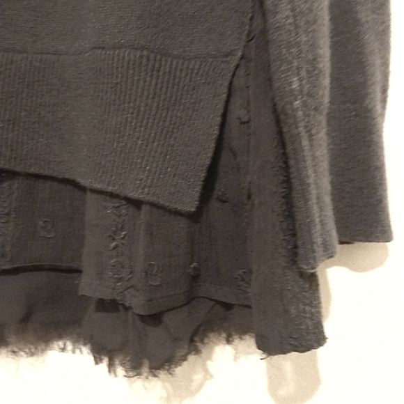 Cashmere Garnet Hill Crew Neck Lace Hem Sweater Size Medium - Picture 3 of 9